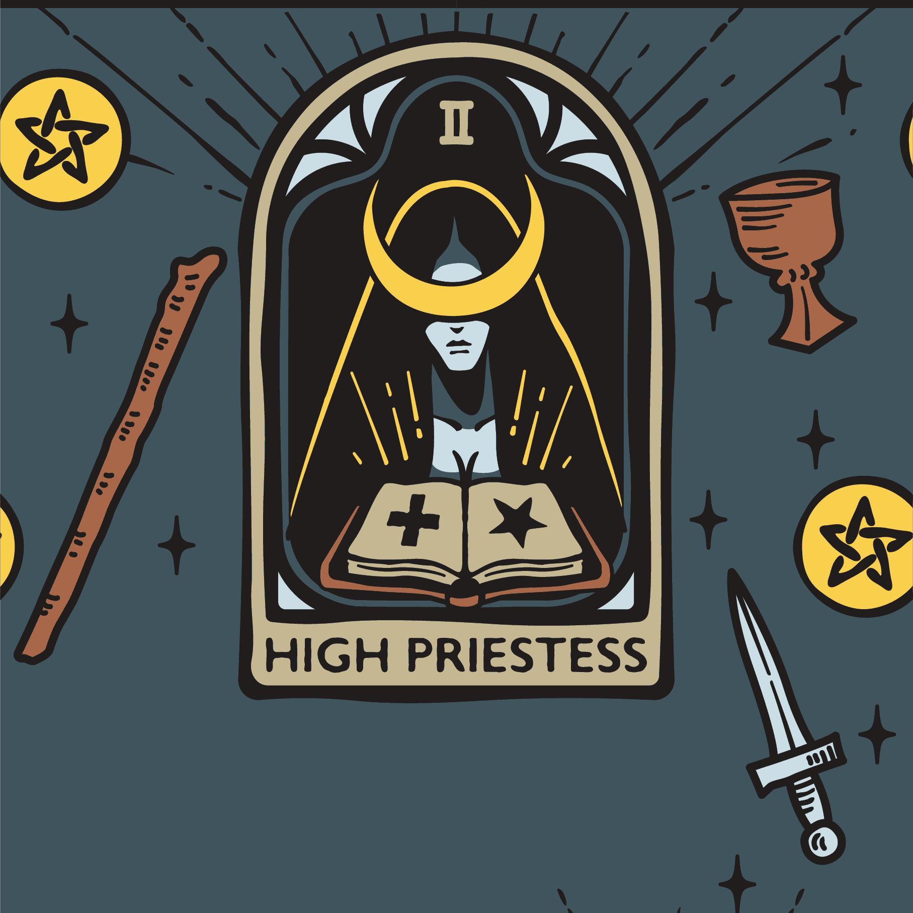 The High Priestess Tarot Nouveau Crew Socks - ResirWrecked Costumes