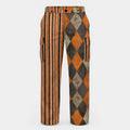 WREKED stripe-and-harlequin cargo pants.