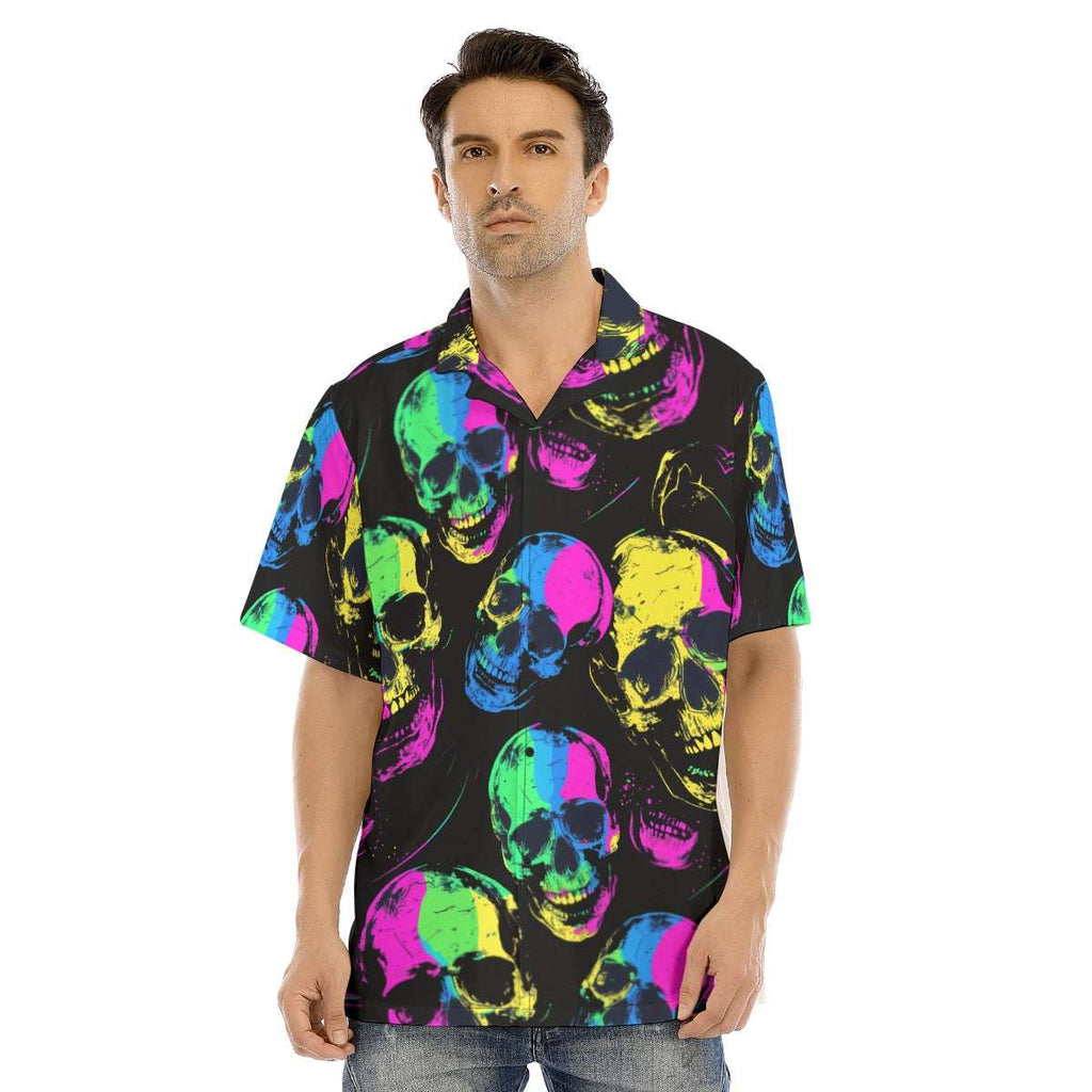 Neon Skulls Gothic Button-Up Shirt - ResirWrecked Costumes