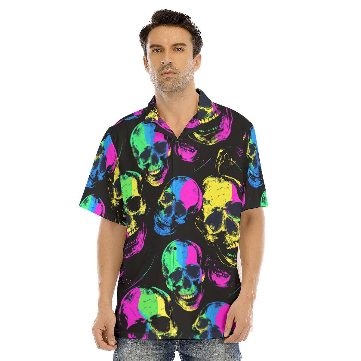 Neon Skulls Gothic Button-Up Shirt - ResirWrecked Costumes