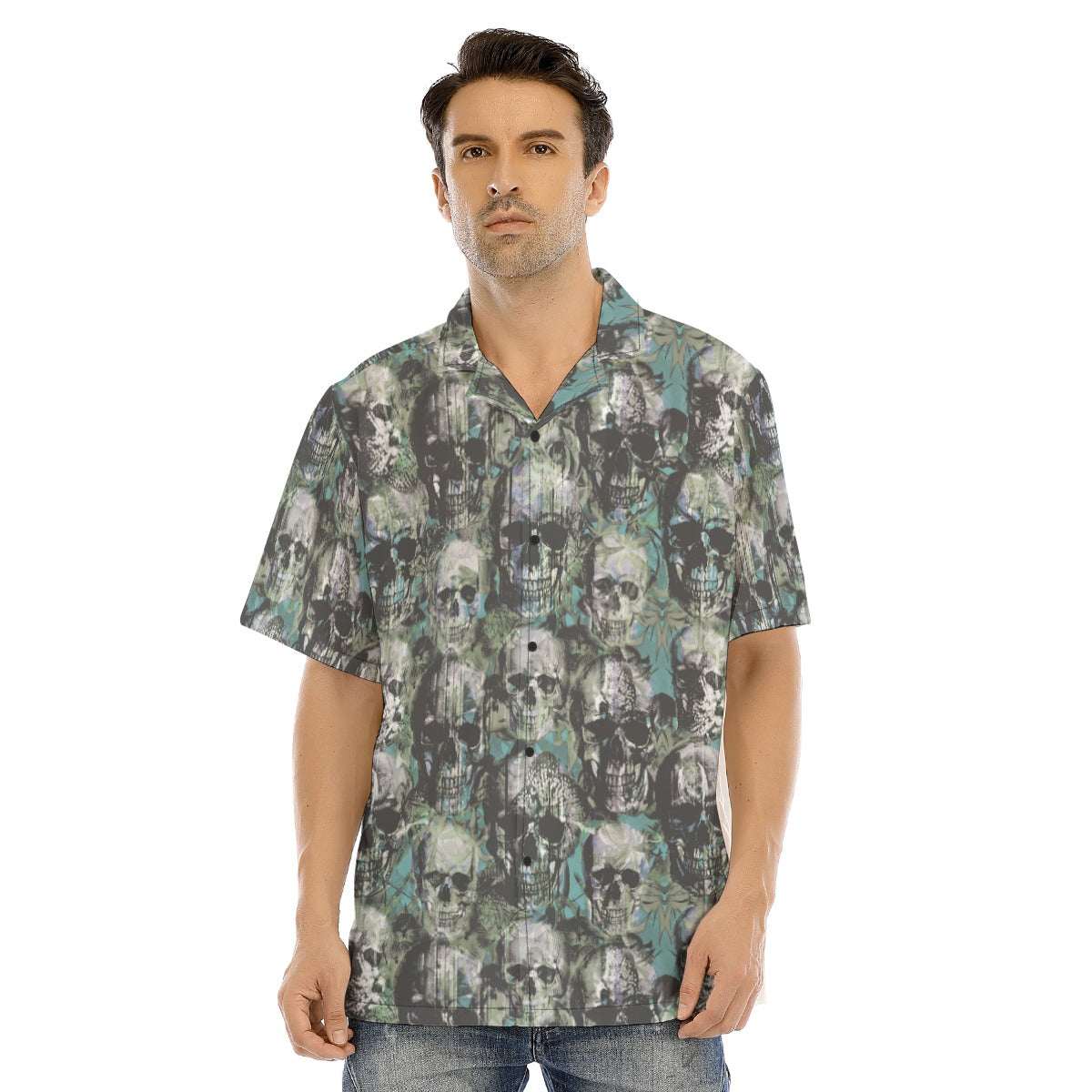 Punk Skulls Print Men’s Hawaiian Shirt - ResirWrecked Costumes