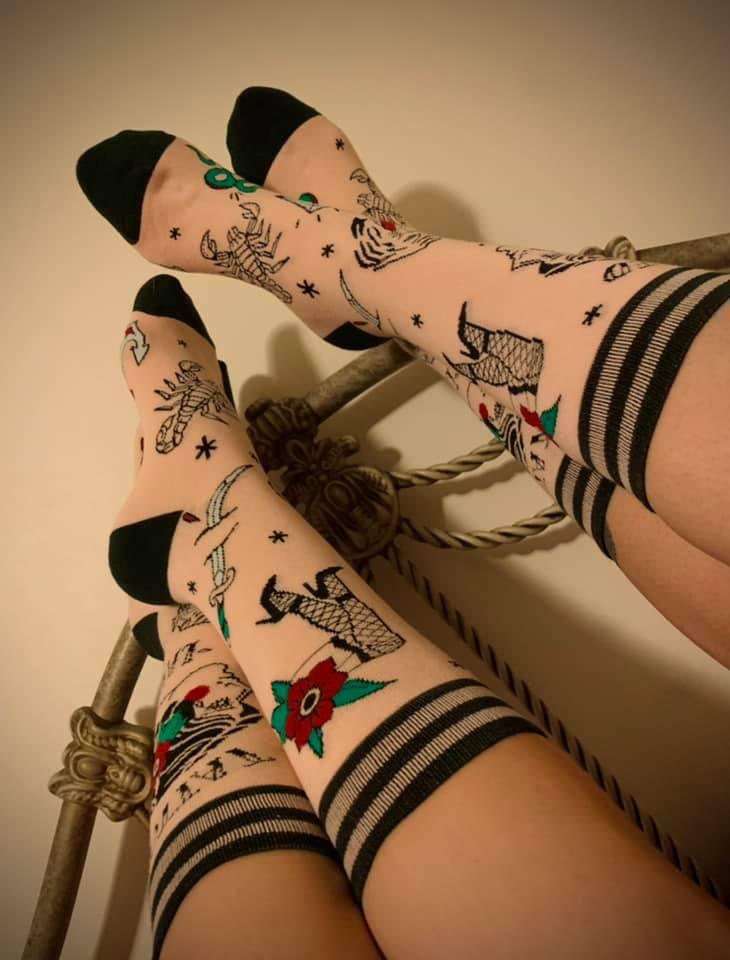 Tattooed Lady Crew Socks - ResirWrecked Costumes