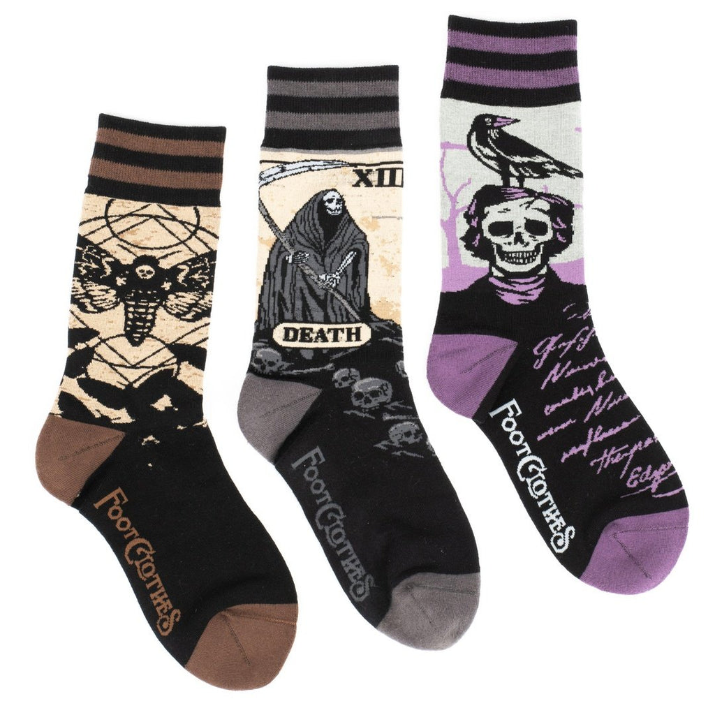 Three-design Dark Soles crew sock pack.