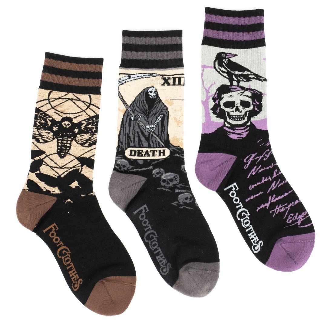 Three-design Dark Soles crew sock pack.