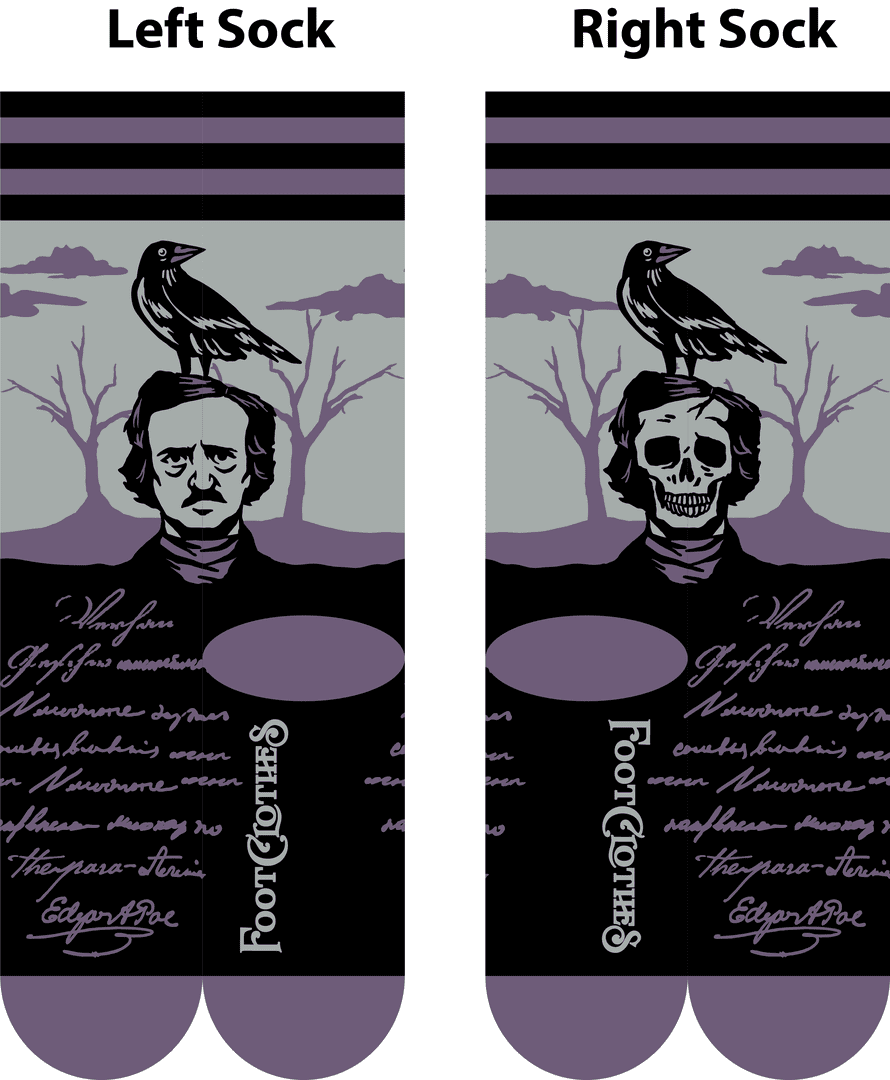 The Raven Poe Crew Socks - ResirWrecked Costumes
