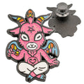 Cute Baphomet goat glitter enamel pin.