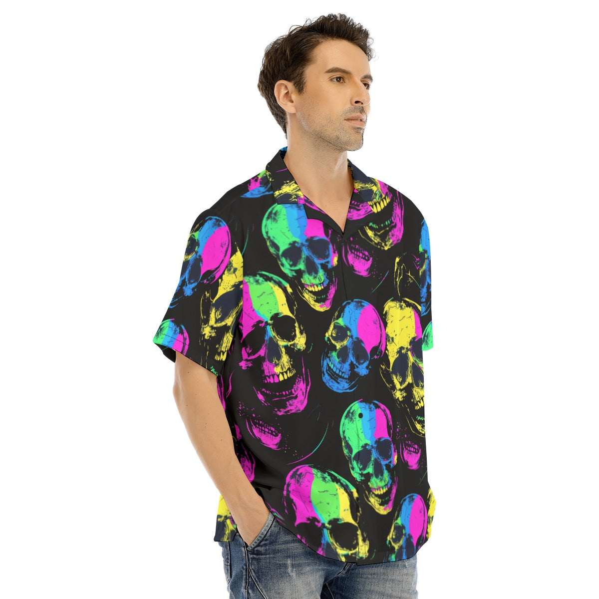 Neon Skulls Gothic Button-Up Shirt - ResirWrecked Costumes