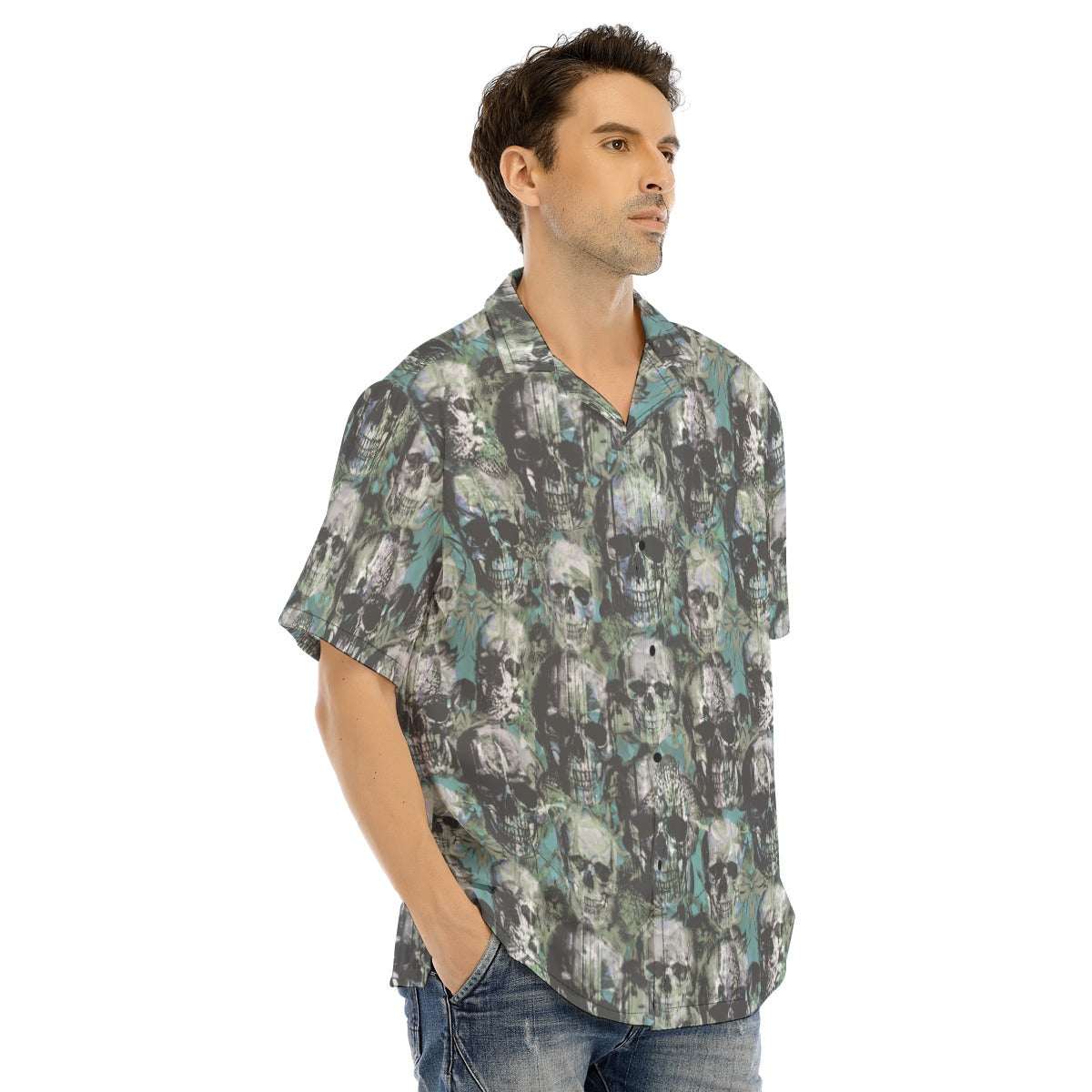 Punk Skulls Print Men’s Hawaiian Shirt - ResirWrecked Costumes