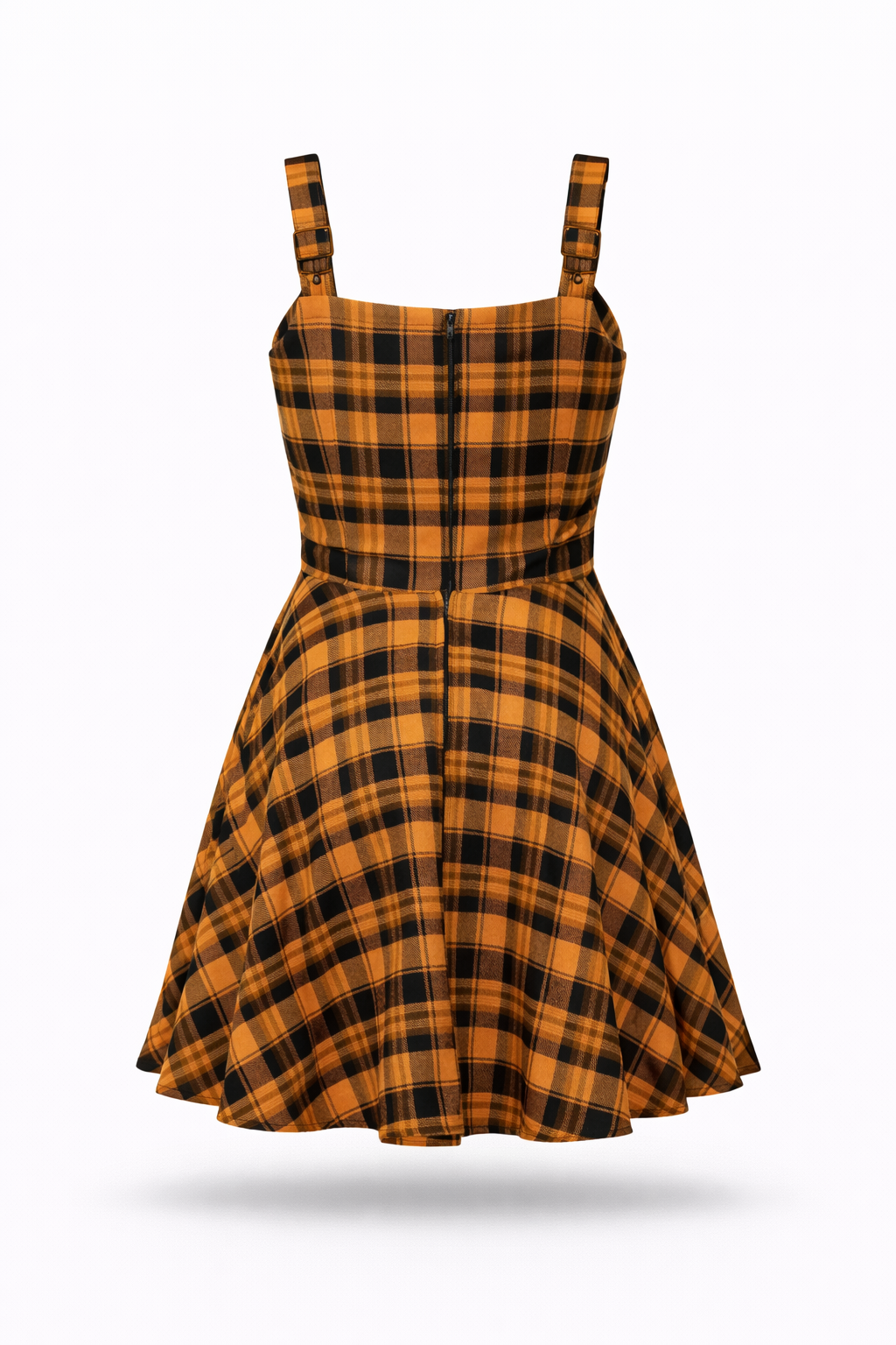 Harvest Yellow Plaid Mini Dress with Pockets features a stylish design and comfortable fit, perfect for autumn outings.