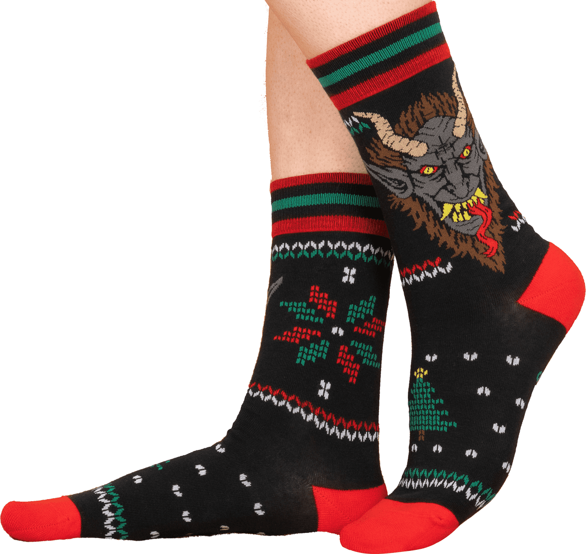 Krampus sweater crew socks.
