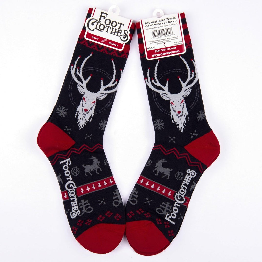 Beelzebuck Ugly Xmas Sweater Crew Socks - ResirWrecked Costumes
