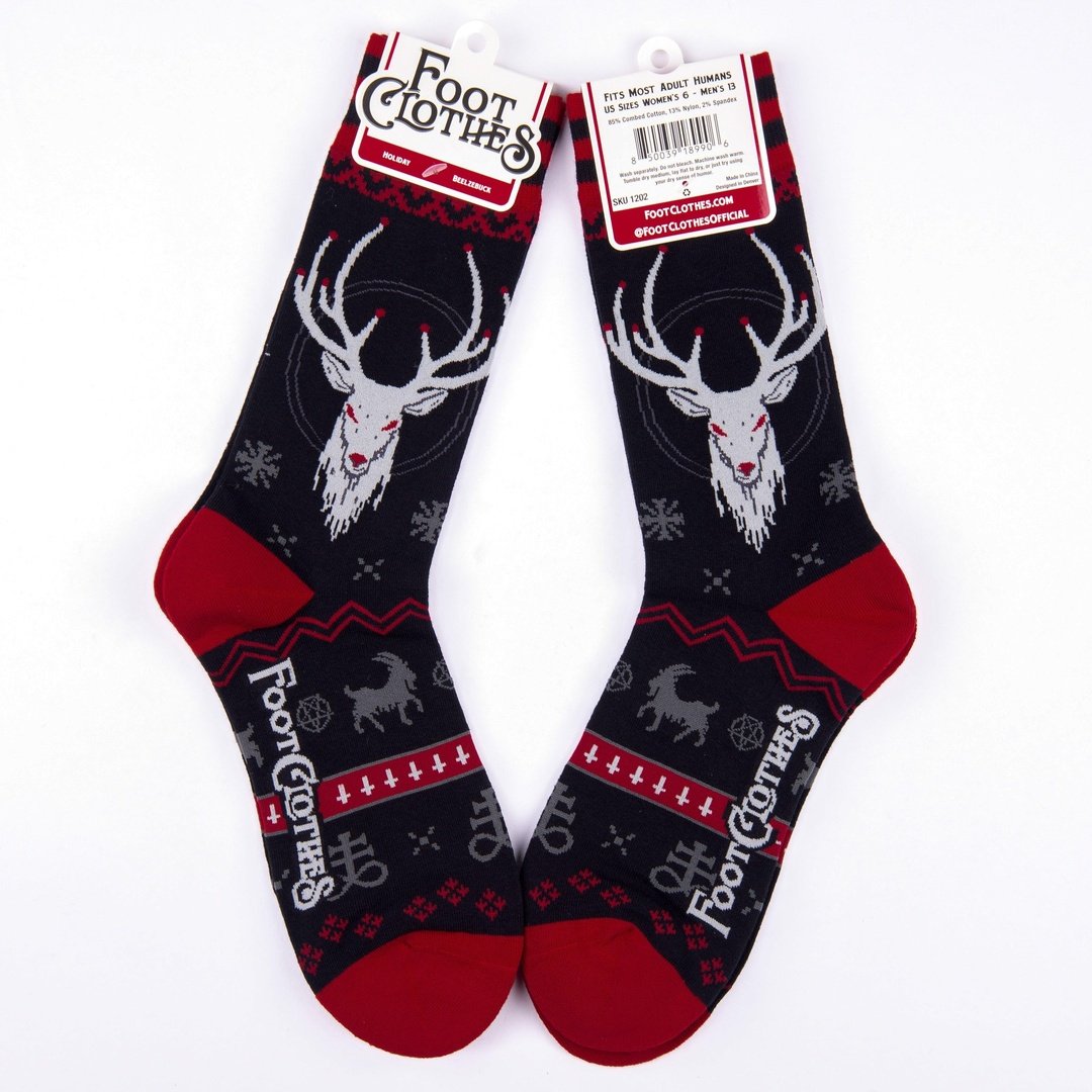 Beelzebuck Ugly Xmas Sweater Crew Socks - ResirWrecked Costumes