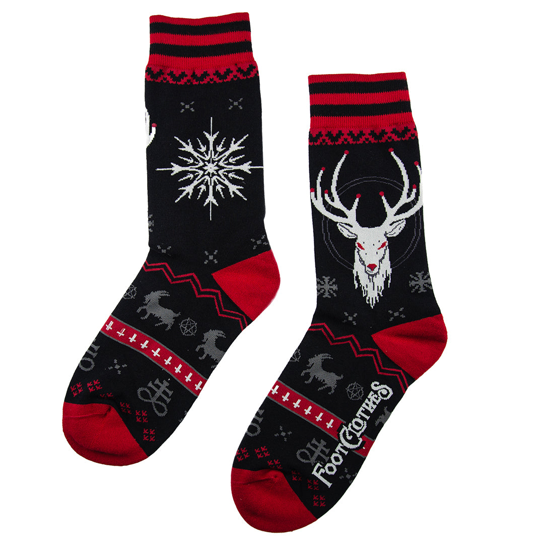 Beelzebuck Ugly Xmas Sweater Crew Socks - ResirWrecked Costumes