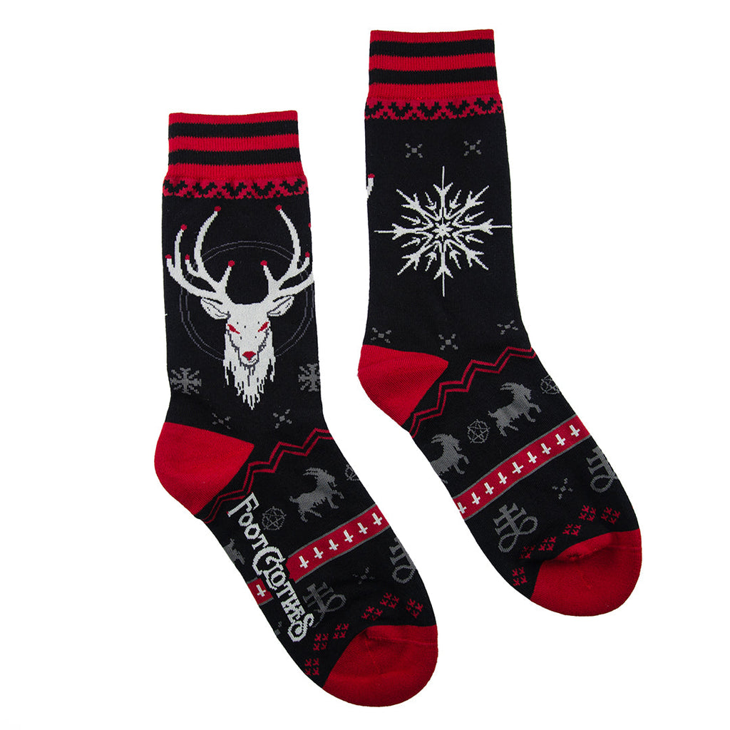 Beelzebuck Ugly Xmas Sweater Crew Socks - ResirWrecked Costumes