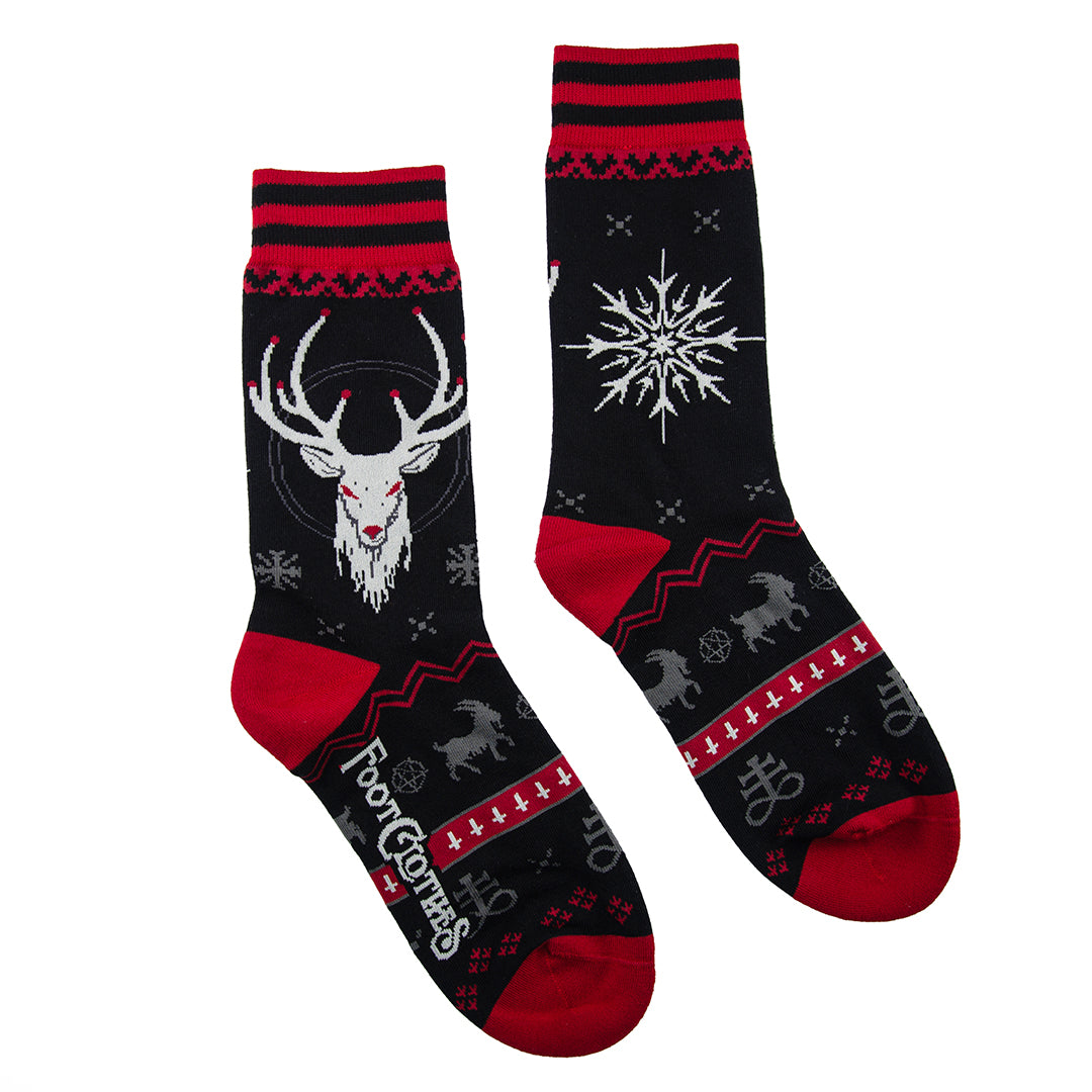 Beelzebuck Ugly Xmas Sweater Crew Socks - ResirWrecked Costumes
