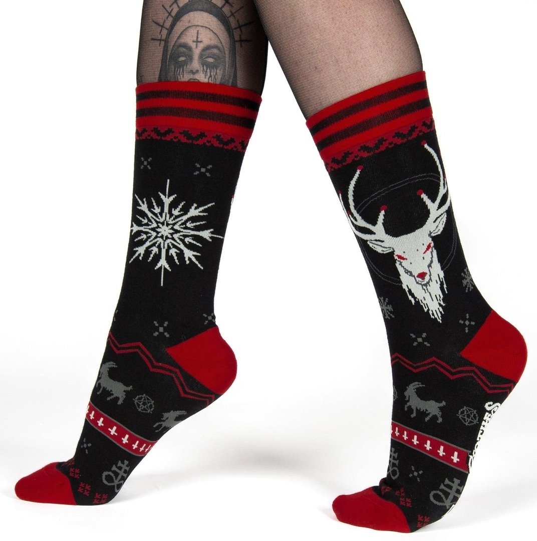 Beelzebuck Ugly Xmas Sweater Crew Socks - ResirWrecked Costumes