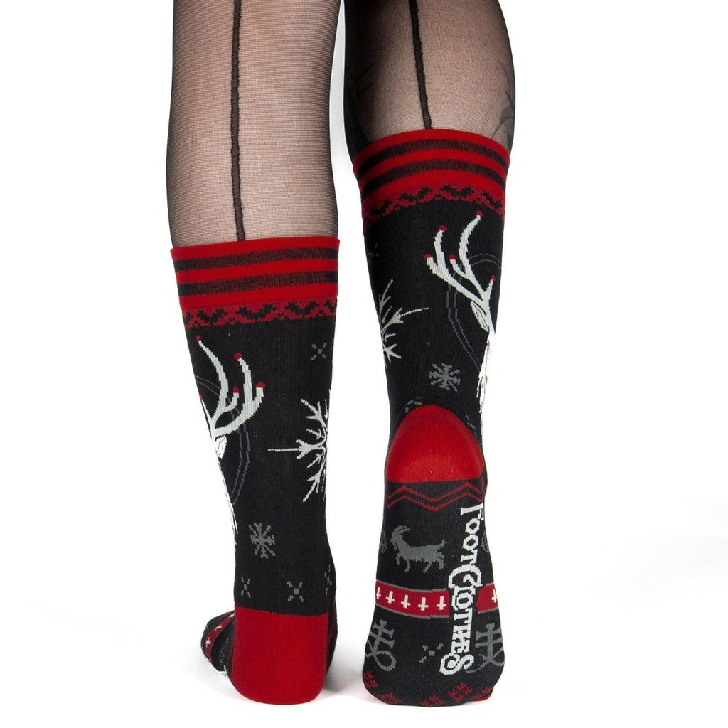 Beelzebuck Ugly Xmas Sweater Crew Socks - ResirWrecked Costumes