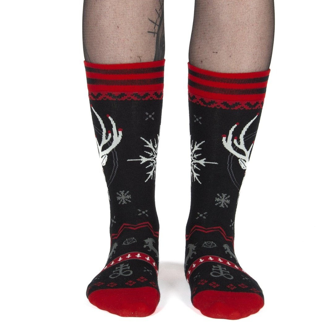 Beelzebuck Ugly Xmas Sweater Crew Socks - ResirWrecked Costumes