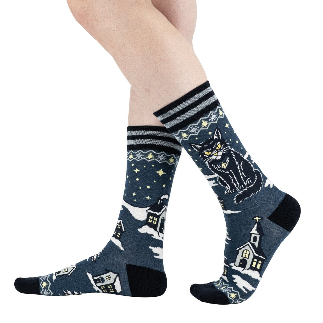 Yule Cat crew socks.