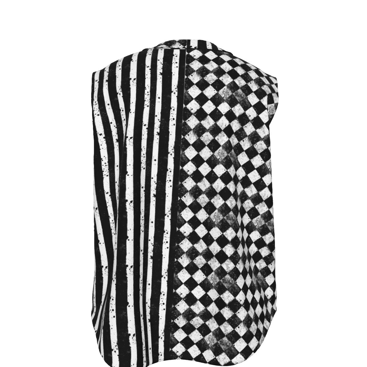 CARNYVL “Dirty Diamonds” Clown Vest Jersey back view showcasing split print of stripes and harlequin diamonds.