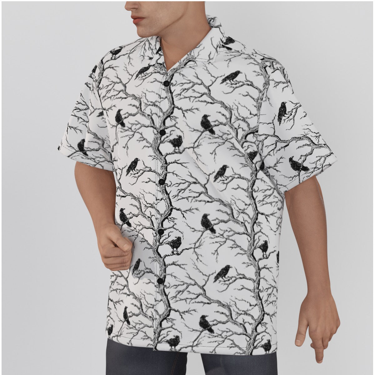Nevermore Toile Gothic Button-Up Shirt
