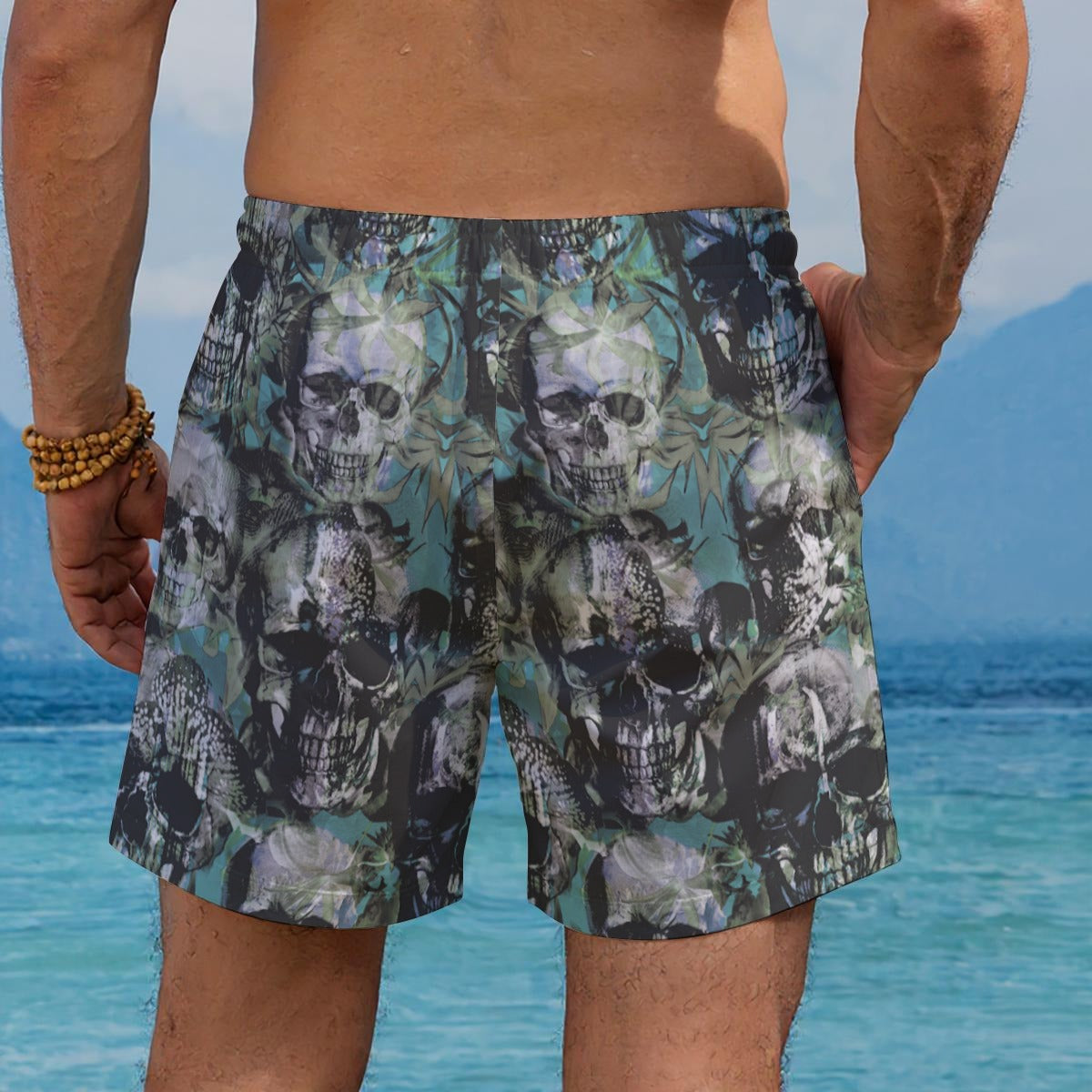 Punk Skulls Print Beach Shorts