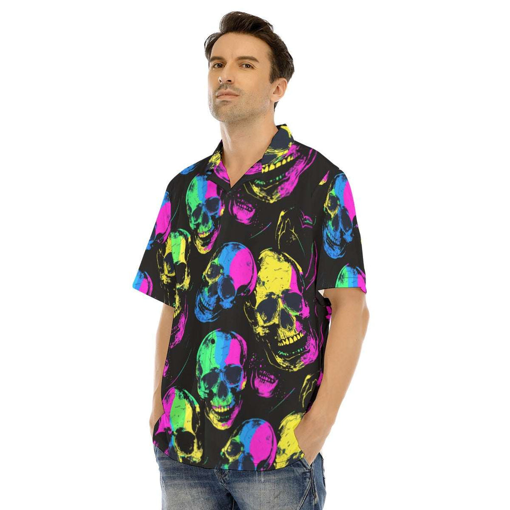 Neon Skulls Gothic Button-Up Shirt - ResirWrecked Costumes