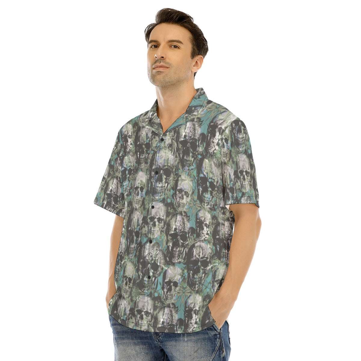 Punk Skulls Print Men’s Hawaiian Shirt - ResirWrecked Costumes