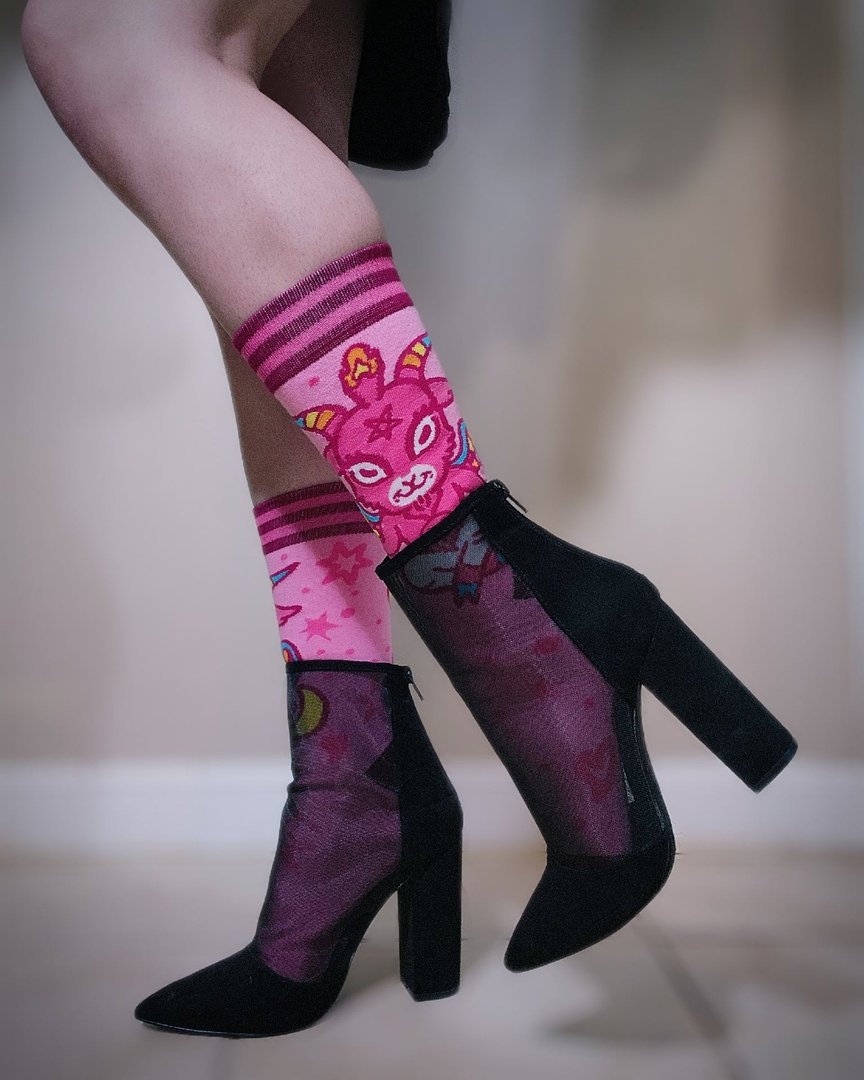 Cute Baphomet Goat Crew Socks - ResirWrecked Costumes