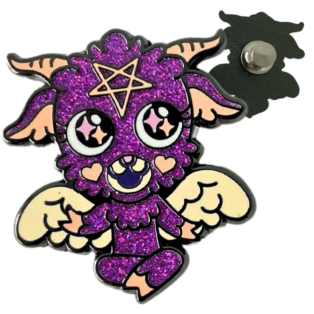 Baby Baphomet glitter enamel pin.