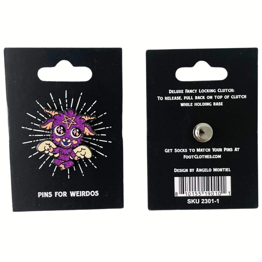 Baby Baphomet Hard Enamel Pin with Glitter - ResirWrecked Costumes