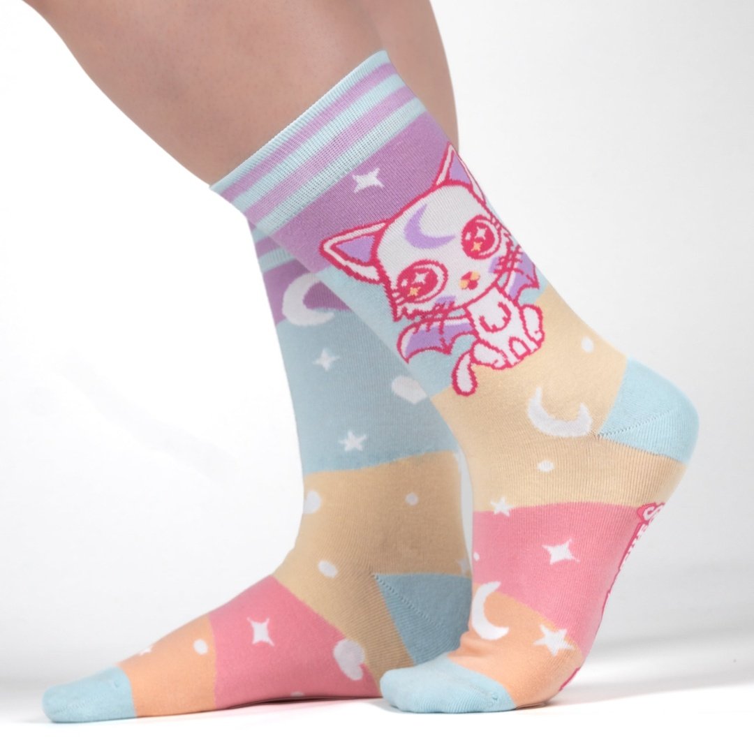 Mystic Kitty crew socks.