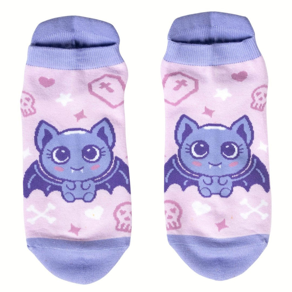 Widdle Bat Guy Ankle Socks featuring adorable bat design and colorful patterns, perfect for fun and comfort.