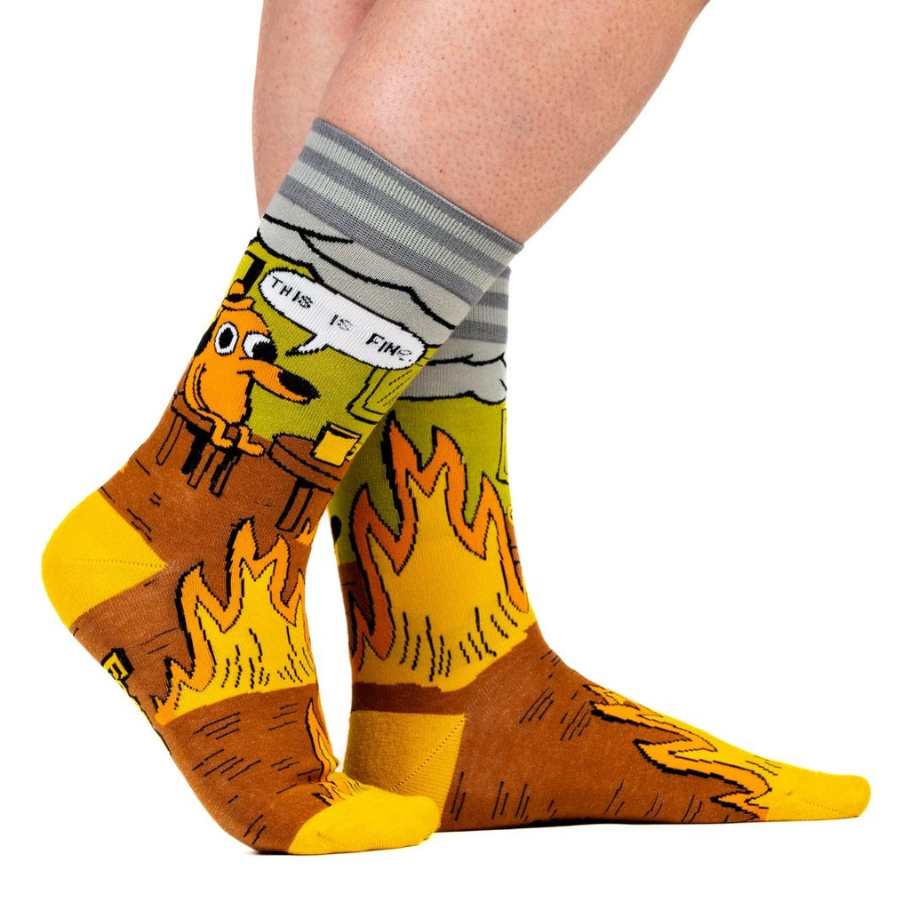 This is Fine. Also, Not Fine. Crew Socks - ResirWrecked Costumes