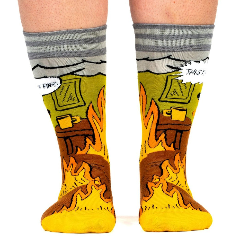 This is Fine. Also, Not Fine. Crew Socks - ResirWrecked Costumes