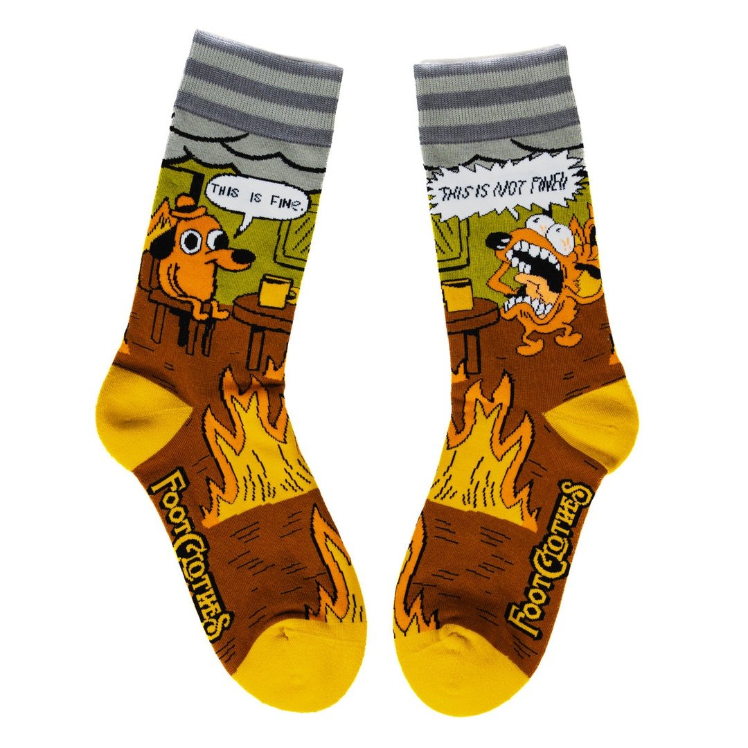 This is Fine. Also, Not Fine. Crew Socks - ResirWrecked Costumes