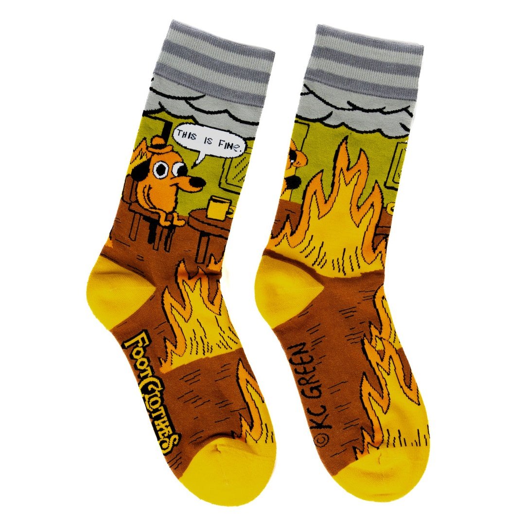 This is Fine. Also, Not Fine. Crew Socks - ResirWrecked Costumes