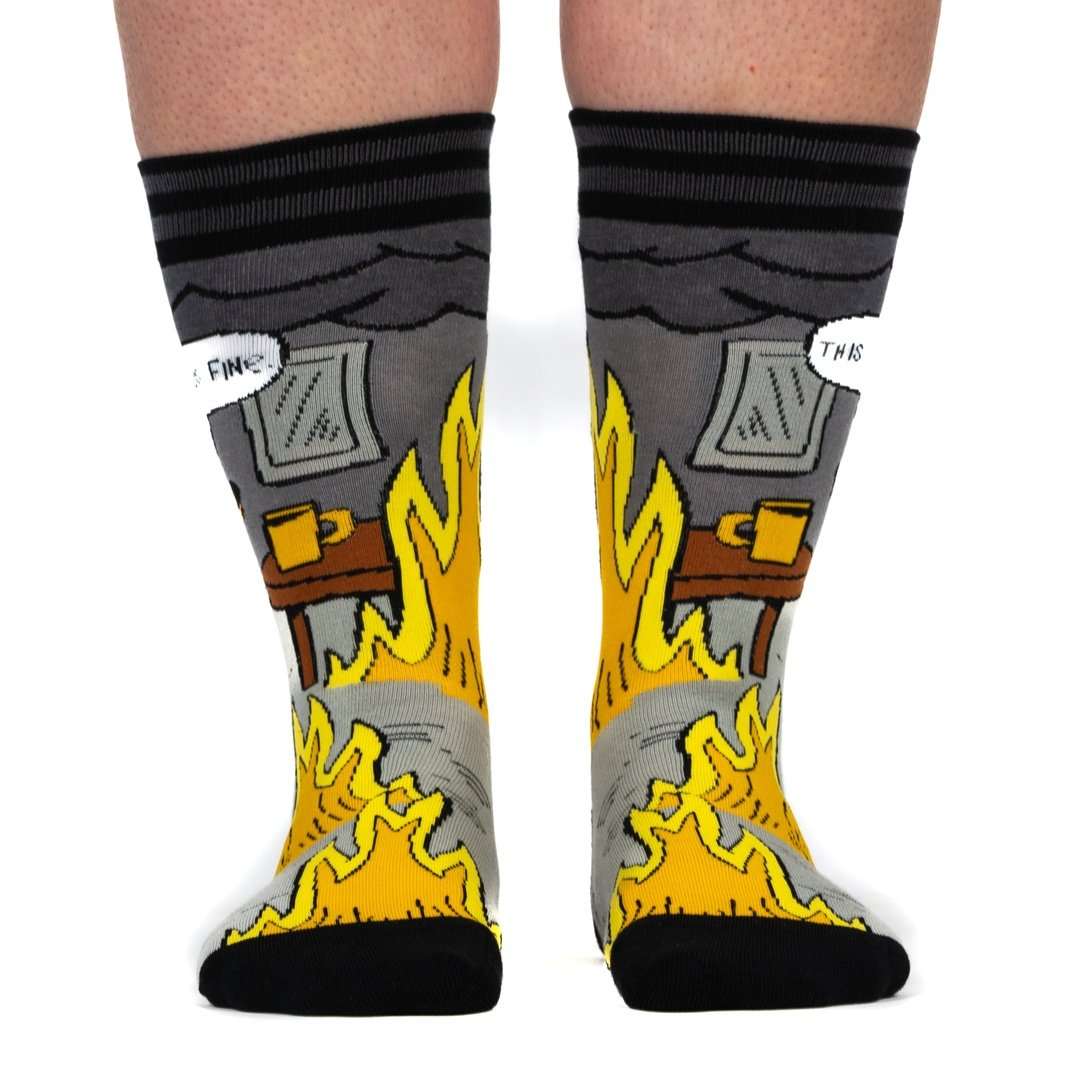 This is Fine: Noir Edition Crew Socks - ResirWrecked Costumes