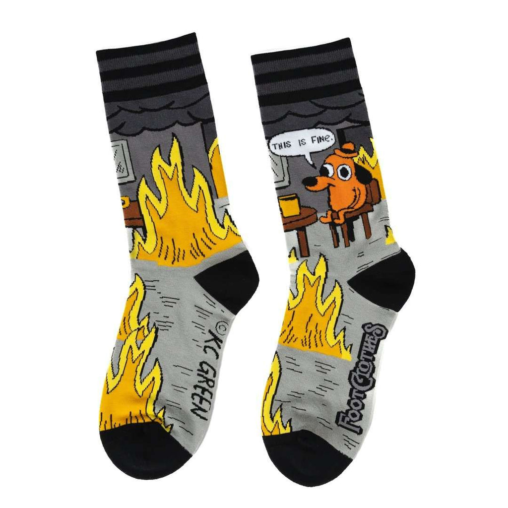 This is Fine: Noir Edition Crew Socks - ResirWrecked Costumes