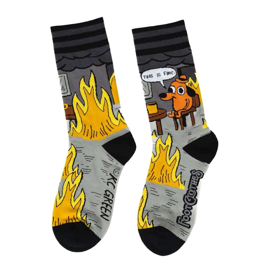 This is Fine: Noir Edition Crew Socks - ResirWrecked Costumes