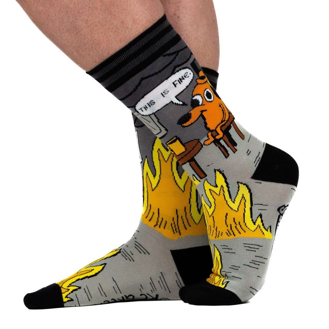 This Is Fine Noir Edition crew socks.