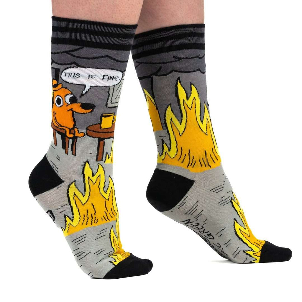 This is Fine: Noir Edition Crew Socks - ResirWrecked Costumes