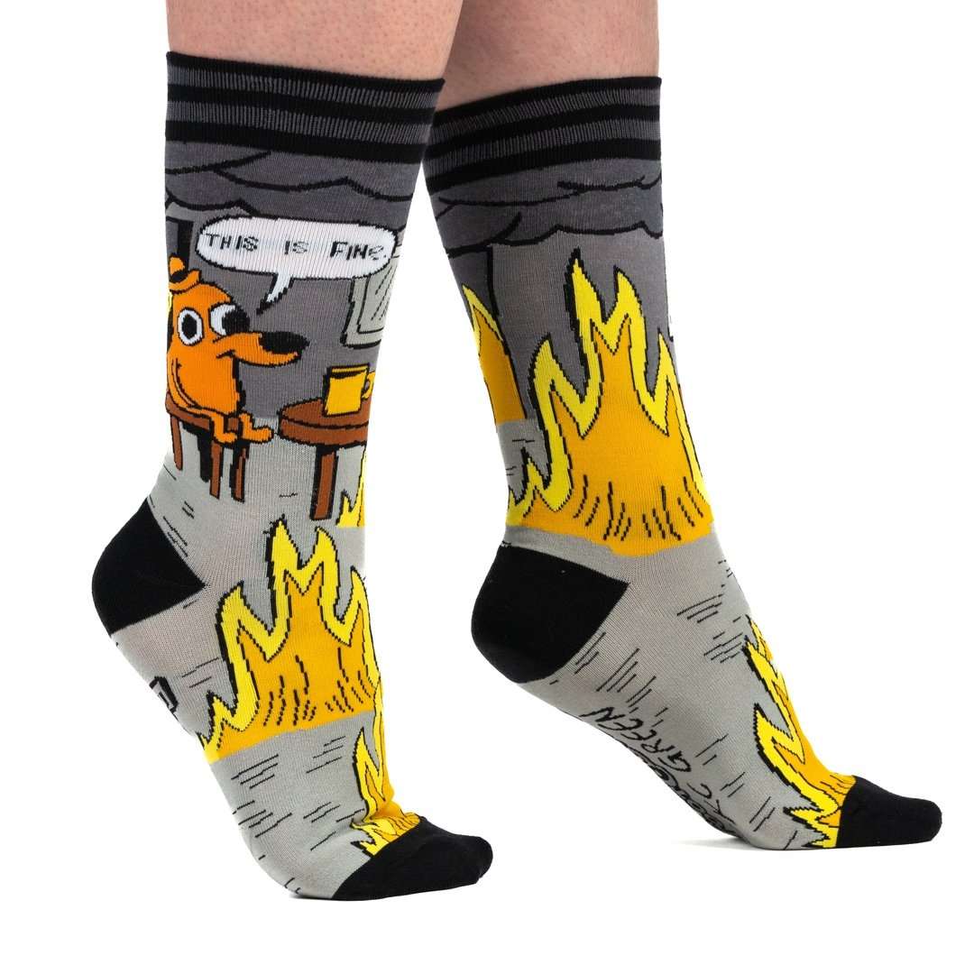 This is Fine: Noir Edition Crew Socks - ResirWrecked Costumes