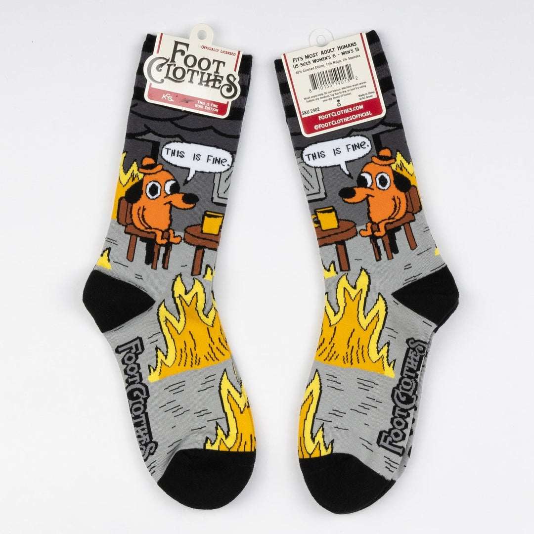 This is Fine: Noir Edition Crew Socks - ResirWrecked Costumes