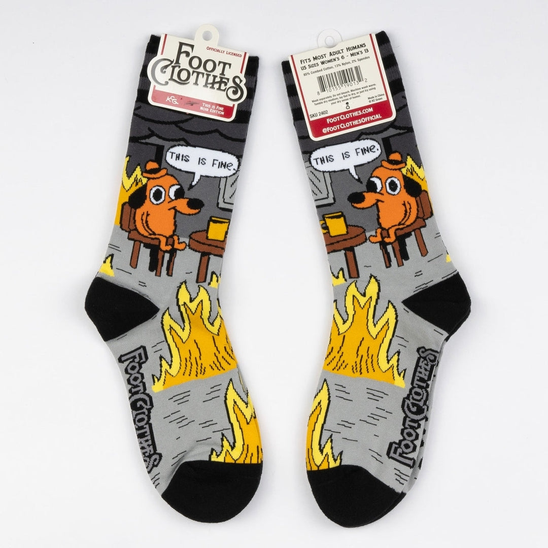 This is Fine: Noir Edition Crew Socks - ResirWrecked Costumes
