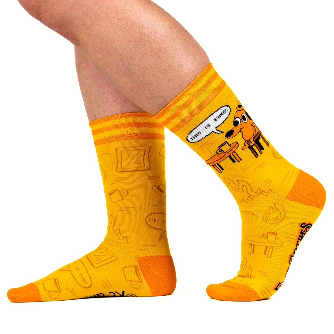This Is Fine Iconic Edition crew socks.