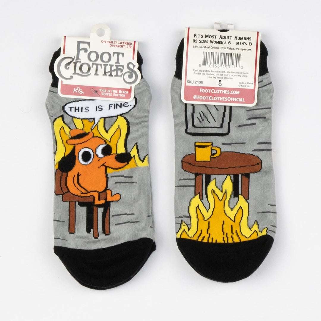 This is Fine: Black Coffee Edition Ankle Socks - ResirWrecked Costumes