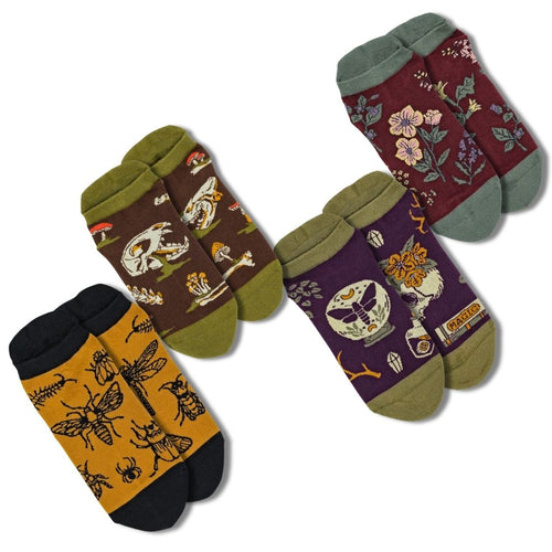 Arcanum four-design ankle sock pack.