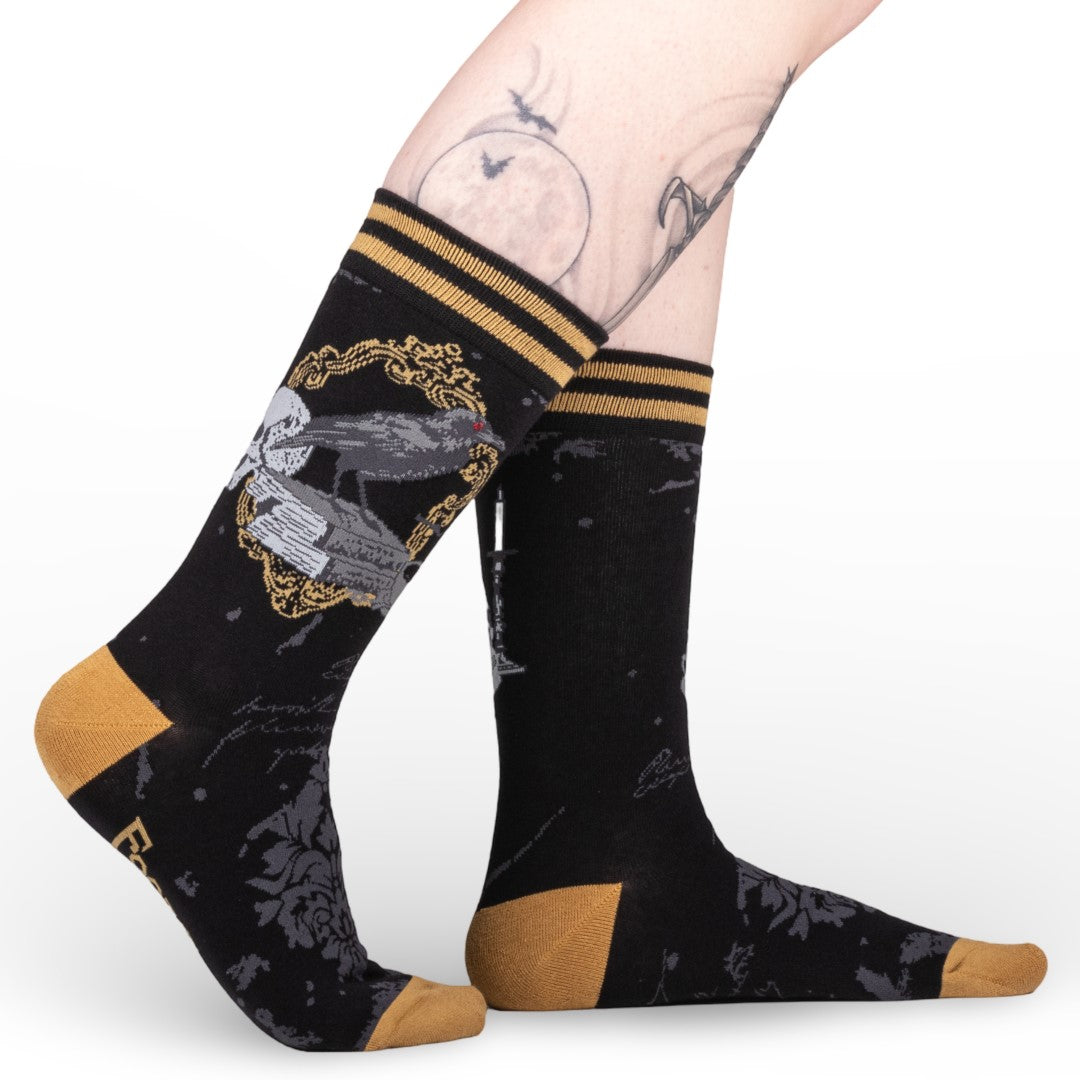 Raven's Grimoire crew socks.