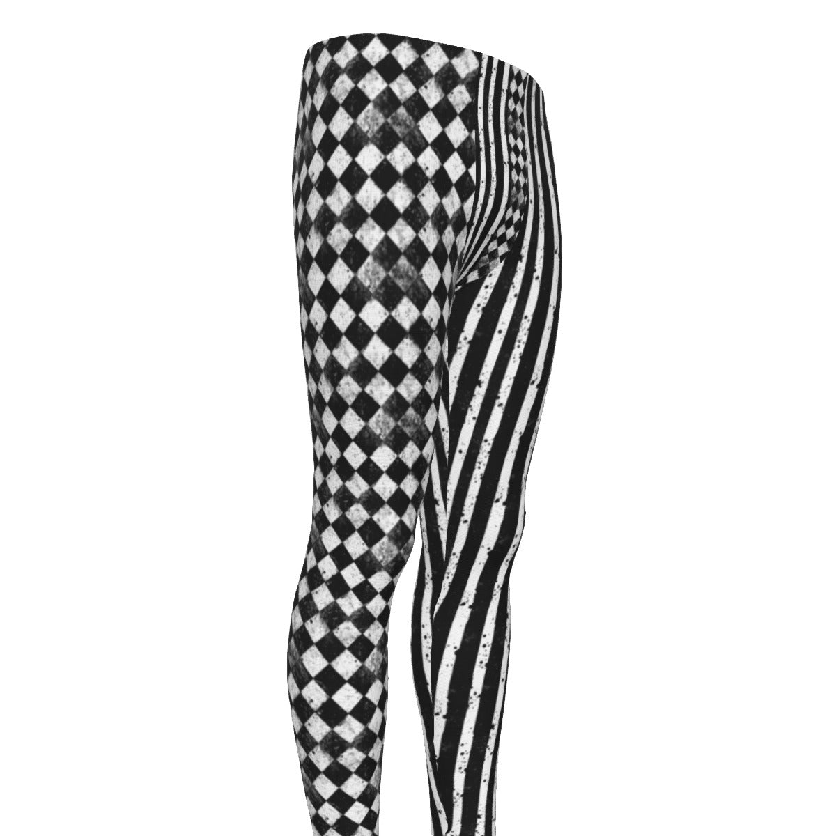 CARNYVL “Dirty Diamonds” Unisex Leggings with harlequin diamonds and distressed stripes design.